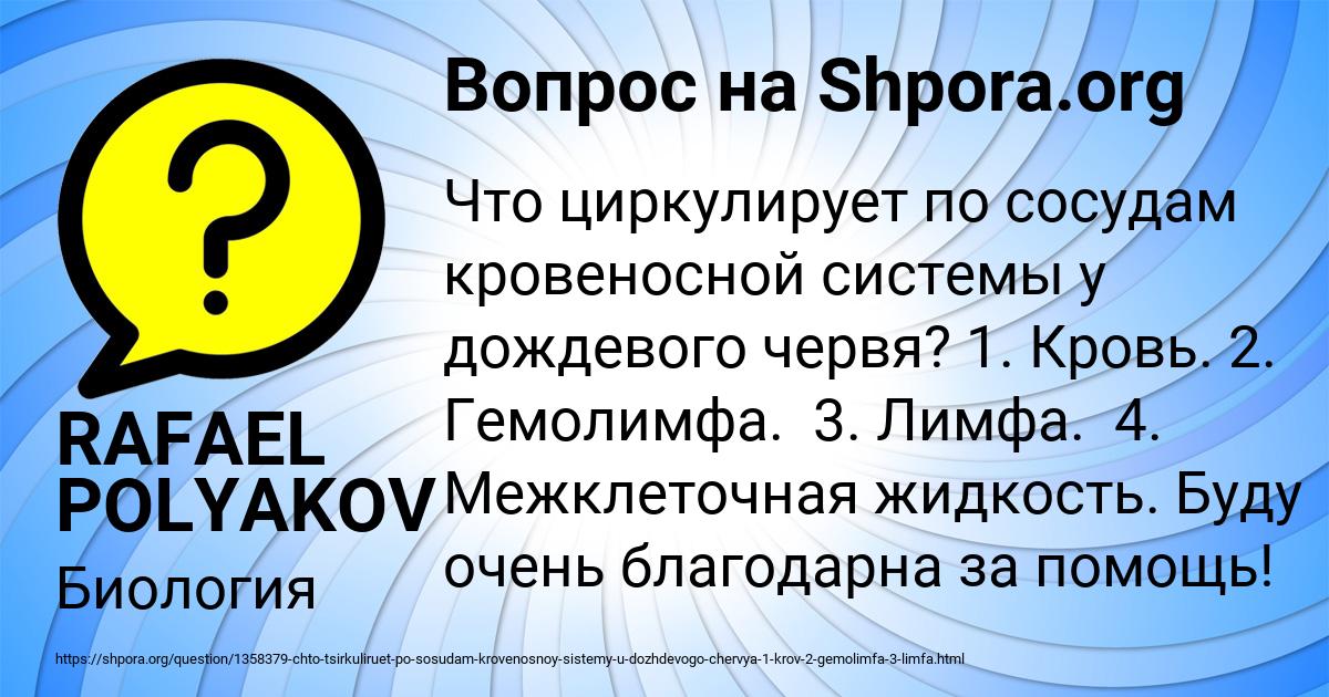 Картинка с текстом вопроса от пользователя RAFAEL POLYAKOV