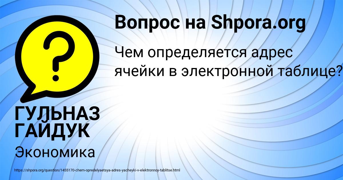 Картинка с текстом вопроса от пользователя ГУЛЬНАЗ ГАЙДУК