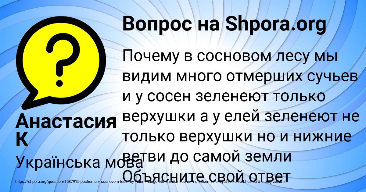 Картинка с текстом вопроса от пользователя Анастасия К