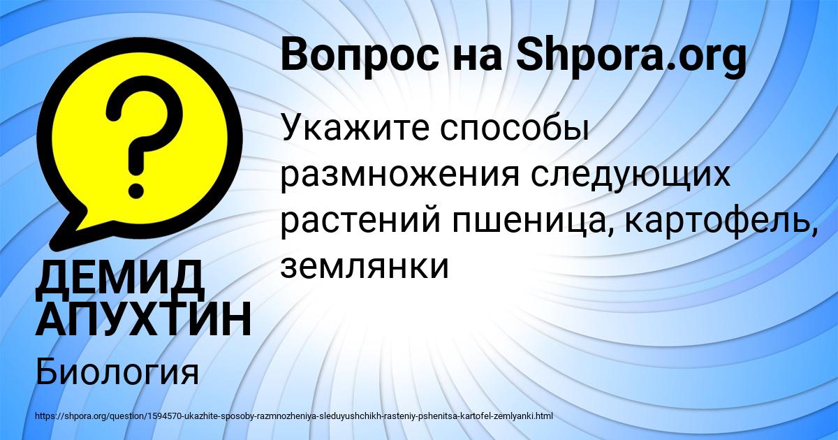 Картинка с текстом вопроса от пользователя ДЕМИД АПУХТИН