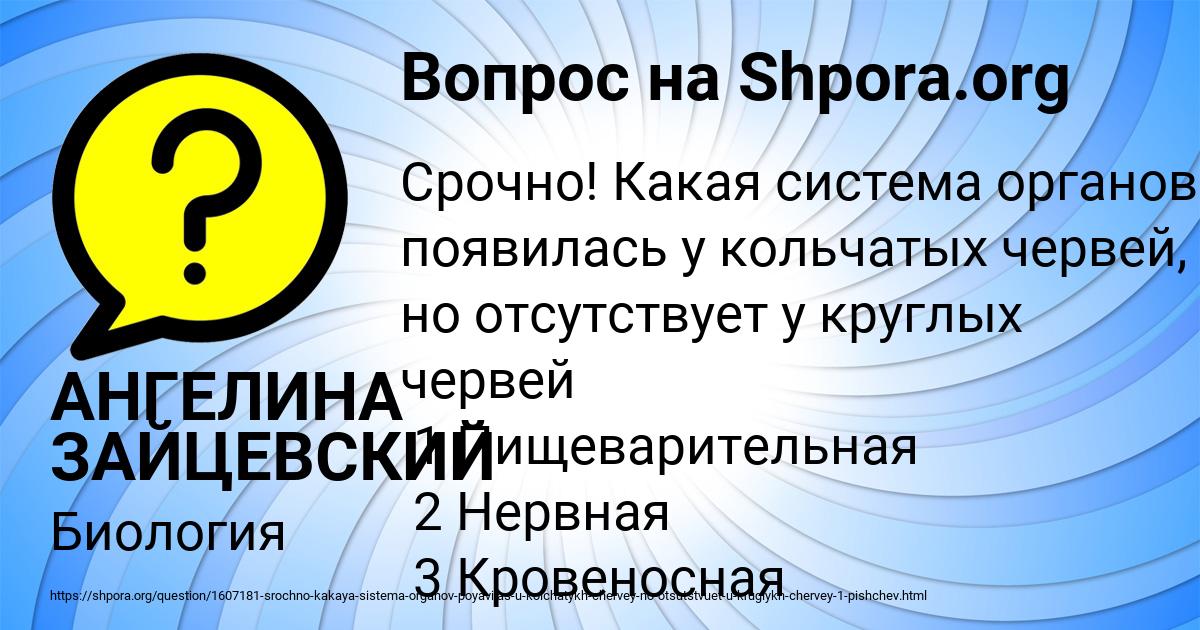 Картинка с текстом вопроса от пользователя АНГЕЛИНА ЗАЙЦЕВСКИЙ