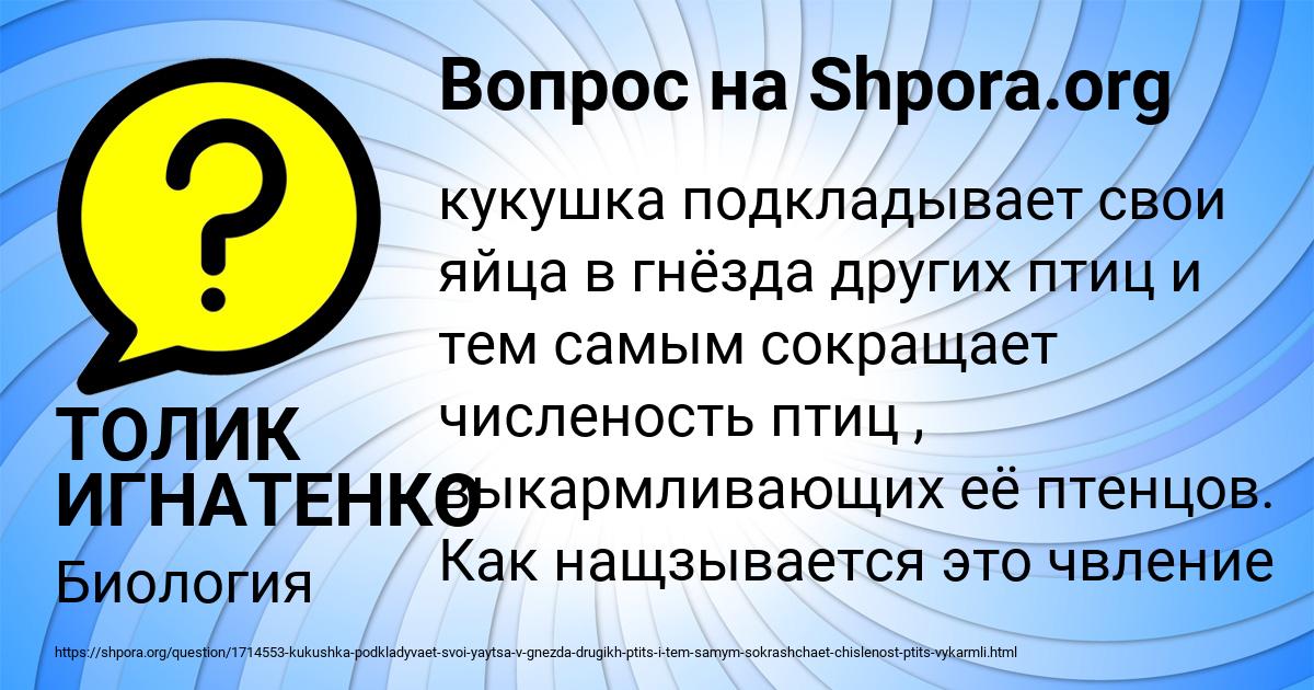 Картинка с текстом вопроса от пользователя ТОЛИК ИГНАТЕНКО