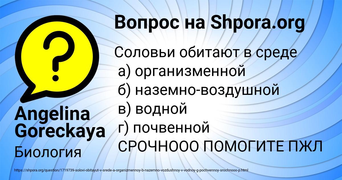 Картинка с текстом вопроса от пользователя Angelina Goreckaya