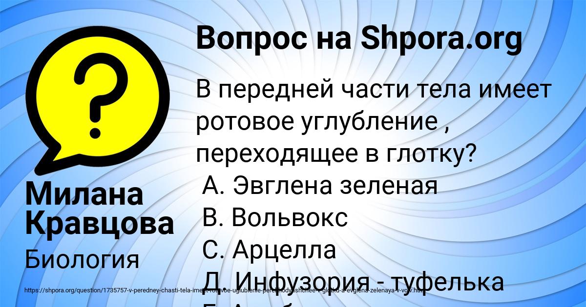 Картинка с текстом вопроса от пользователя Милана Кравцова