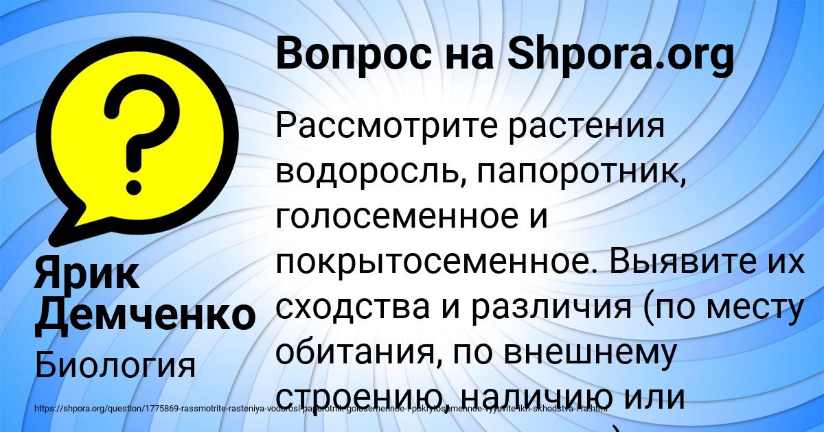 Картинка с текстом вопроса от пользователя Ярик Демченко