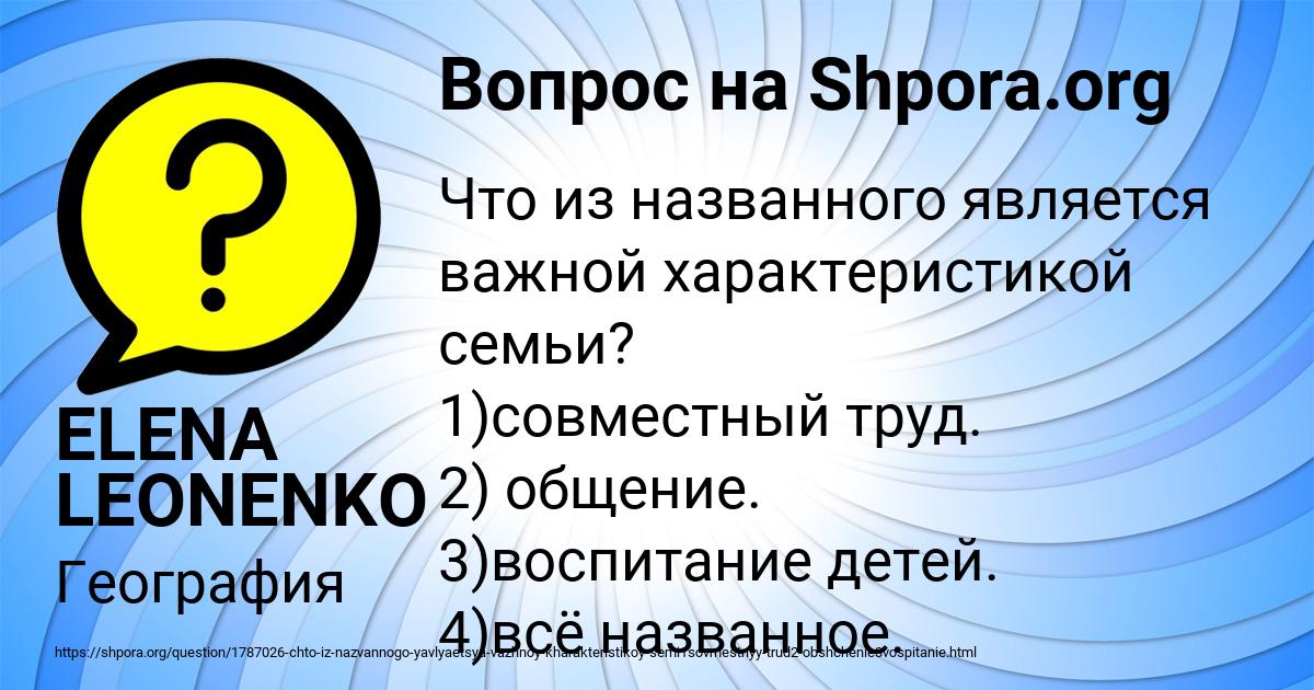 Картинка с текстом вопроса от пользователя ELENA LEONENKO