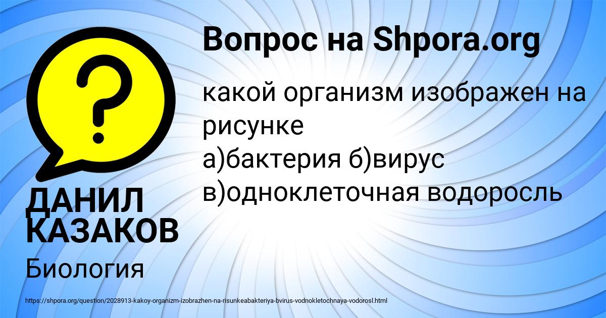 Картинка с текстом вопроса от пользователя ДАНИЛ КАЗАКОВ