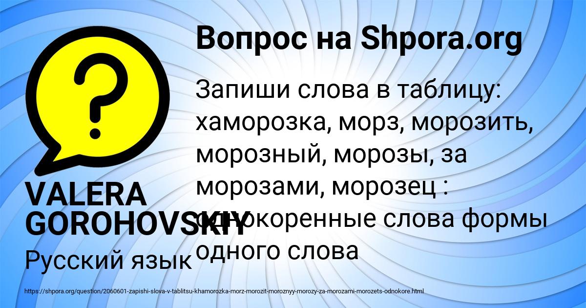 Картинка с текстом вопроса от пользователя VALERA GOROHOVSKIY