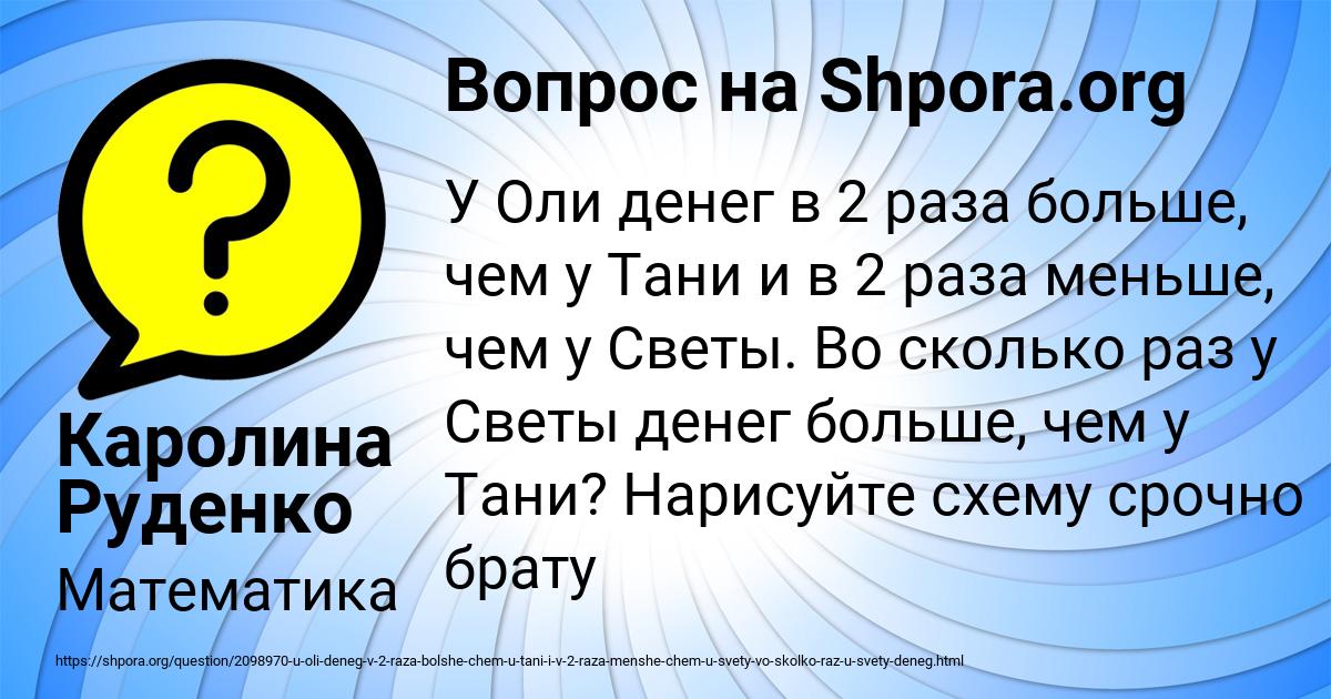 Картинка с текстом вопроса от пользователя Каролина Руденко