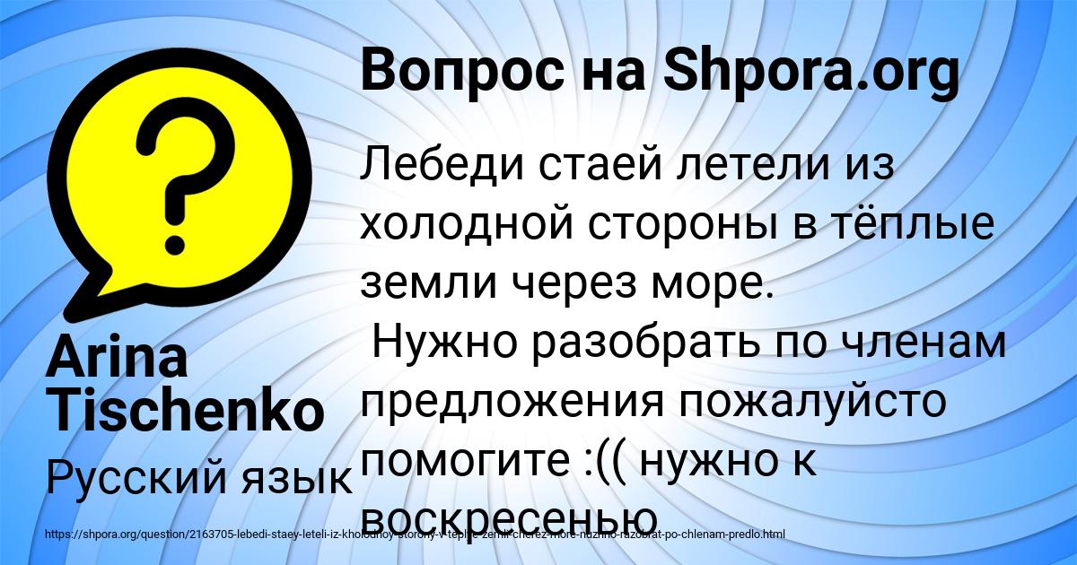 Картинка с текстом вопроса от пользователя Arina Tischenko