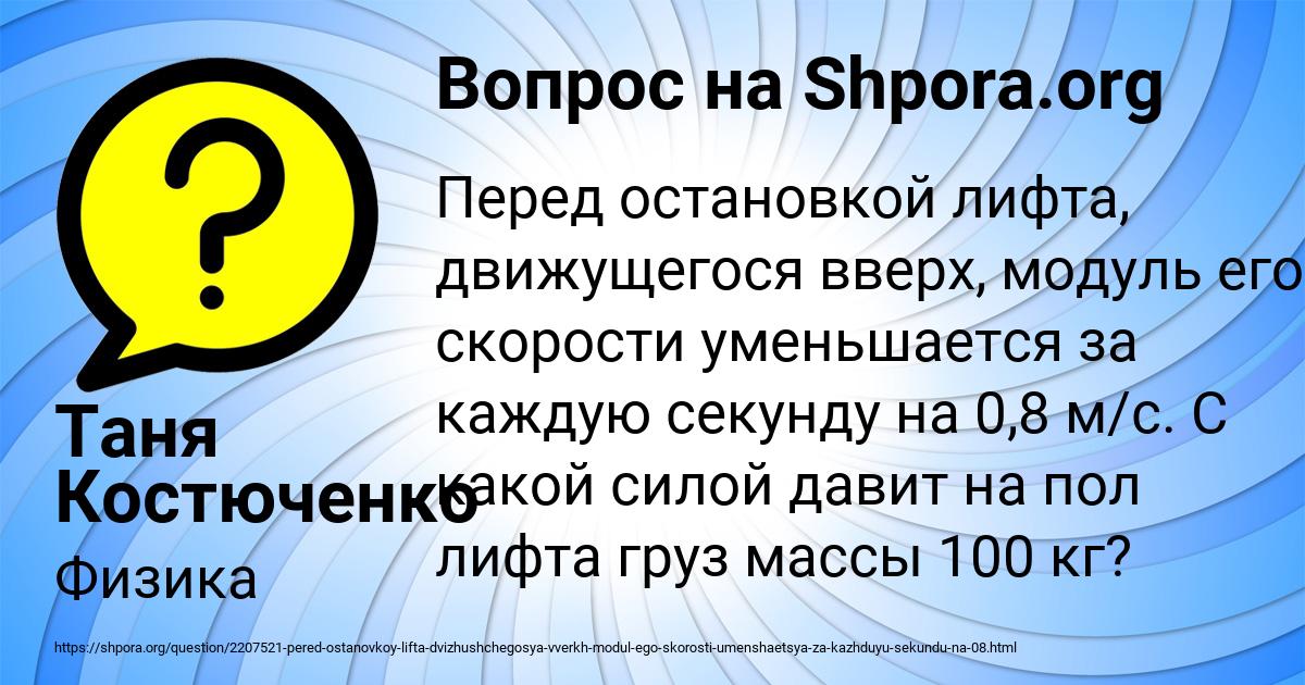 Картинка с текстом вопроса от пользователя Таня Костюченко
