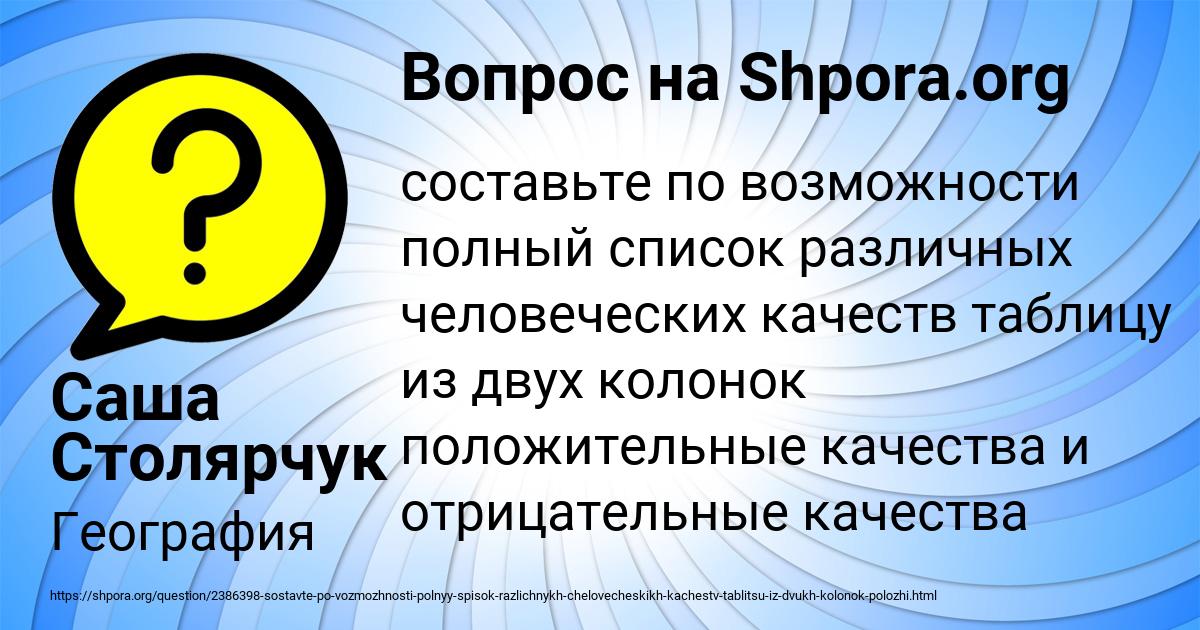 Картинка с текстом вопроса от пользователя Саша Столярчук