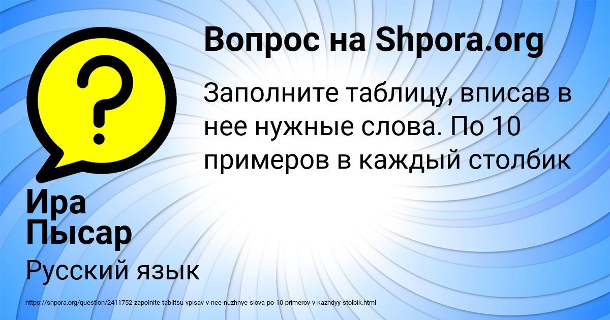 Картинка с текстом вопроса от пользователя Ира Пысар