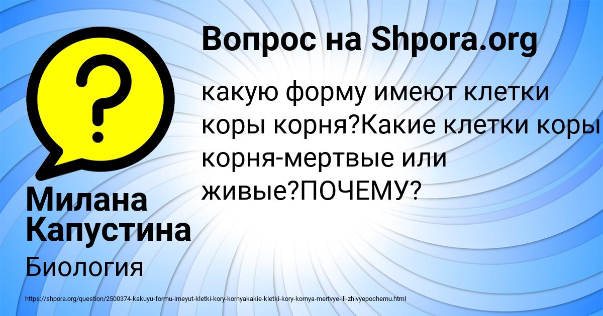 Картинка с текстом вопроса от пользователя Милана Капустина