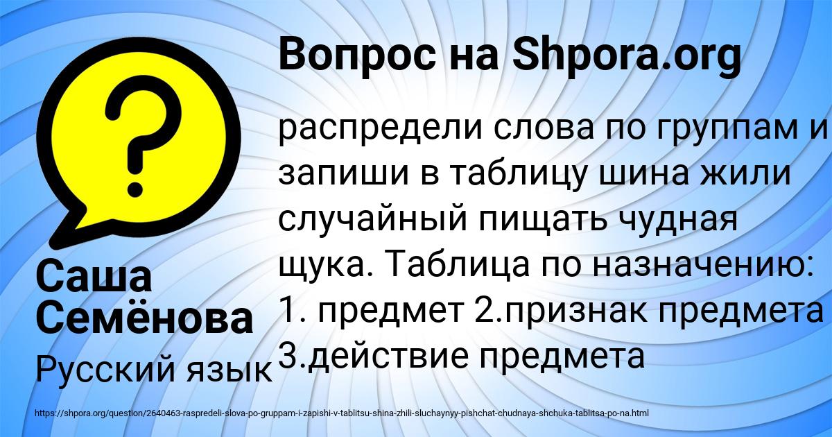 Картинка с текстом вопроса от пользователя Саша Семёнова