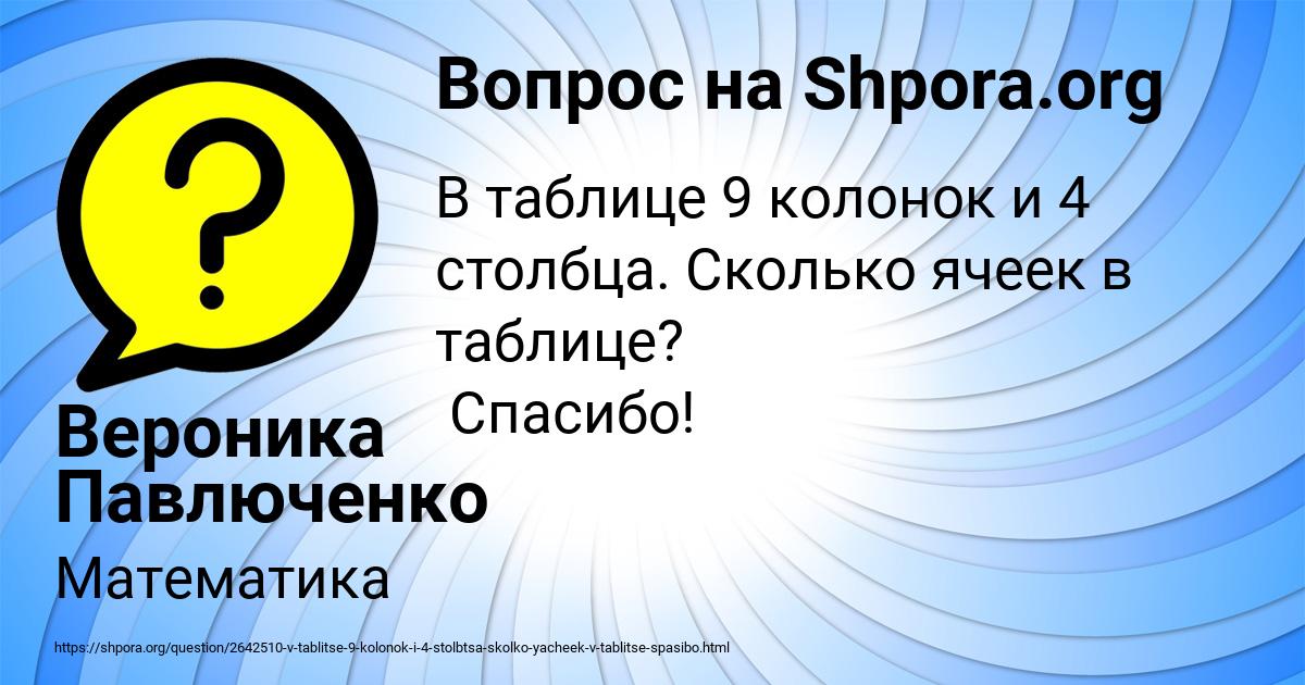 Картинка с текстом вопроса от пользователя Вероника Павлюченко