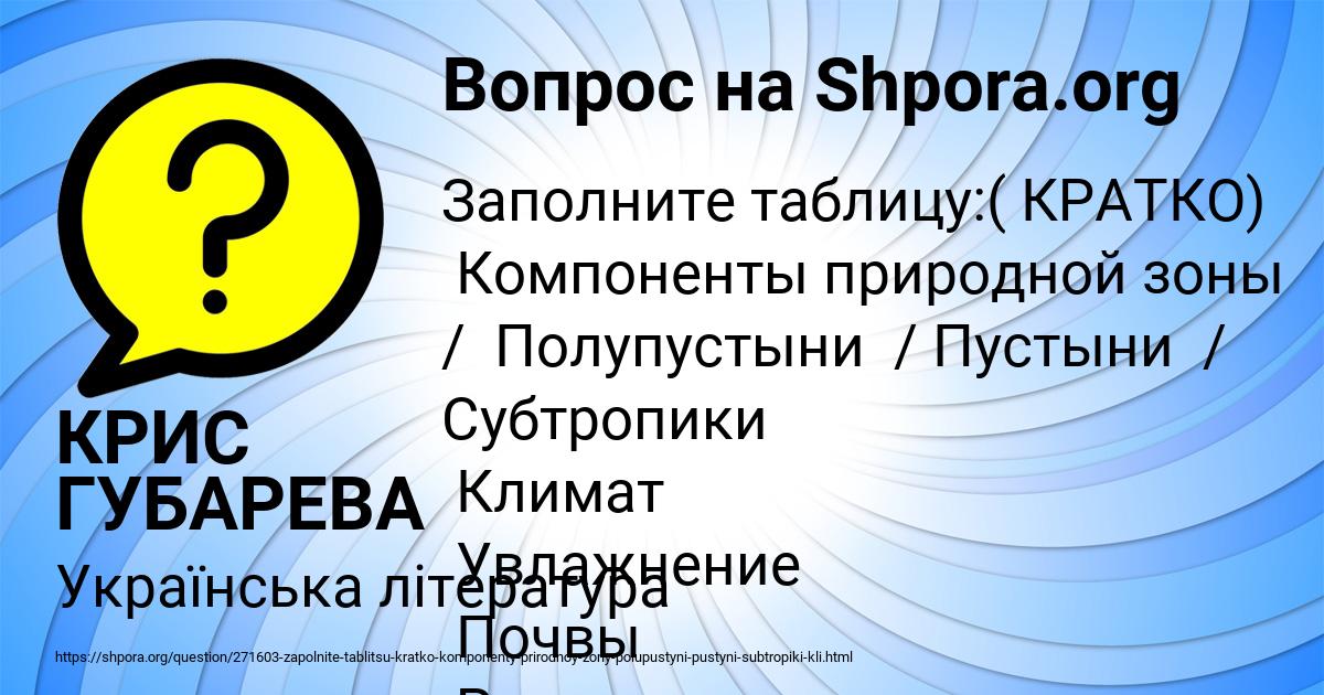 Картинка с текстом вопроса от пользователя КРИС ГУБАРЕВА