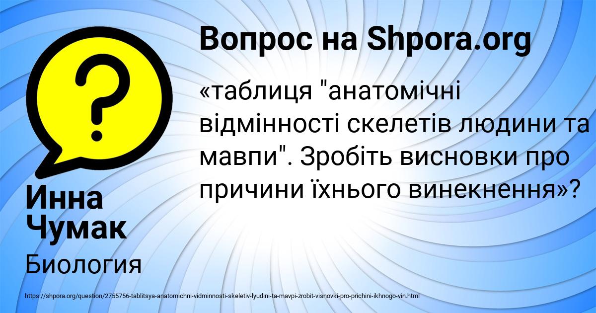 Картинка с текстом вопроса от пользователя Инна Чумак
