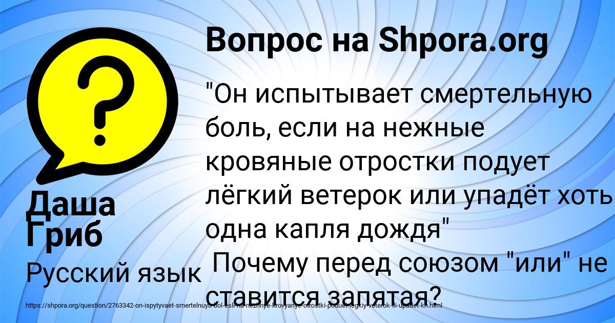 Картинка с текстом вопроса от пользователя Даша Гриб