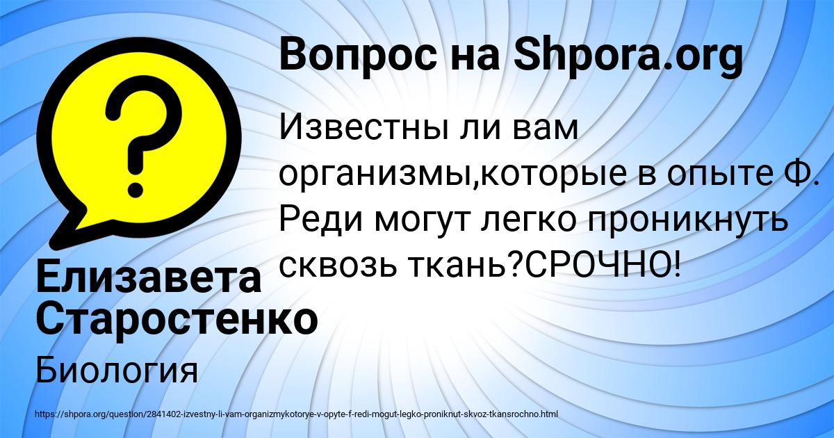 Картинка с текстом вопроса от пользователя Елизавета Старостенко