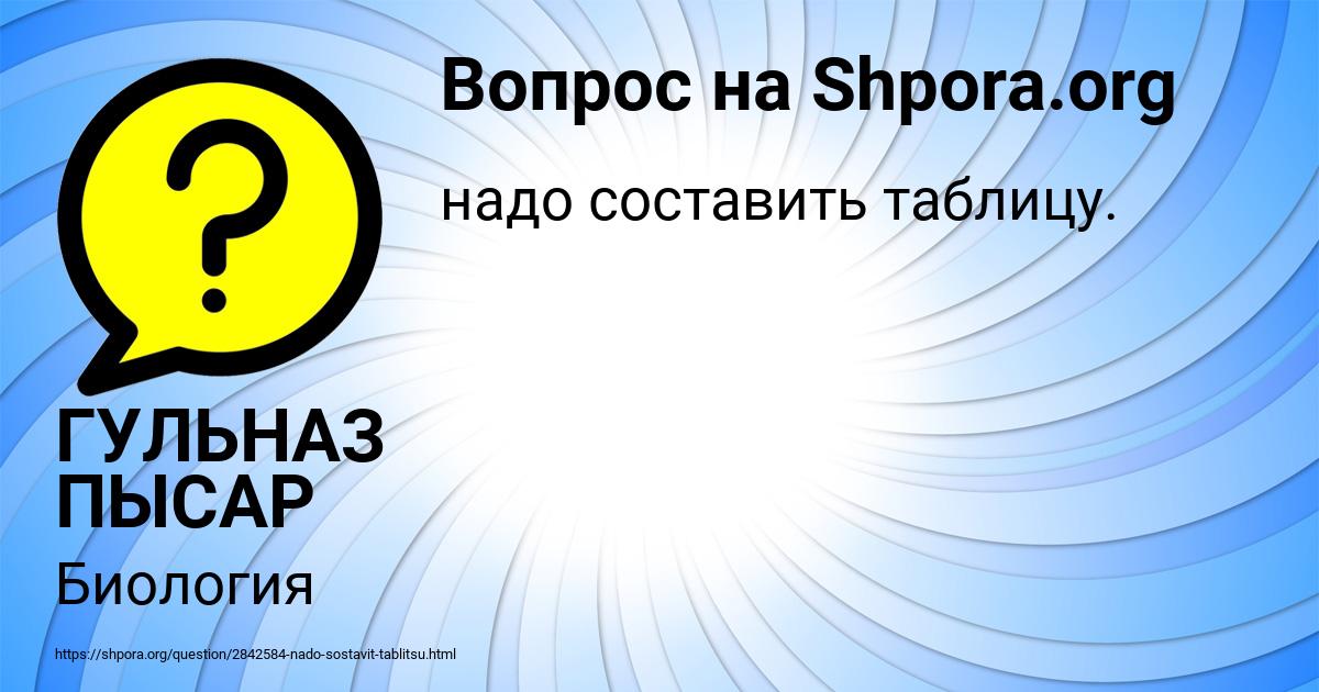 Картинка с текстом вопроса от пользователя ГУЛЬНАЗ ПЫСАР