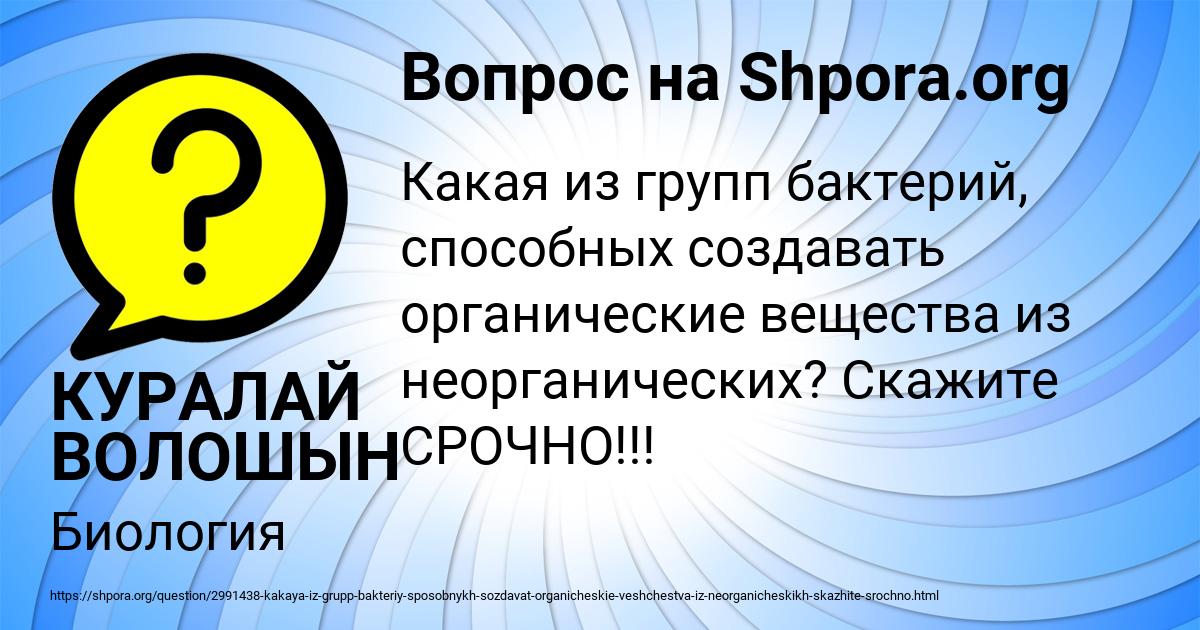 Картинка с текстом вопроса от пользователя КУРАЛАЙ ВОЛОШЫН