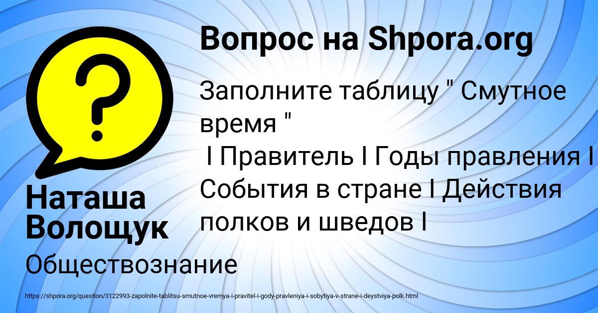 Картинка с текстом вопроса от пользователя Наташа Волощук
