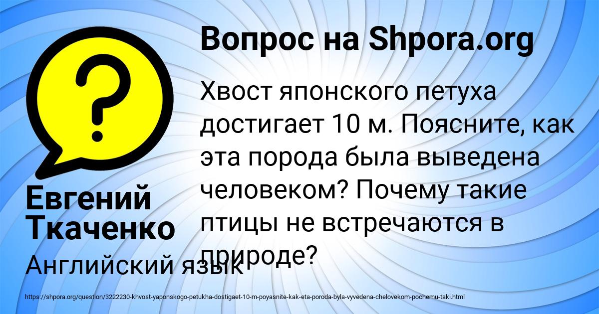 Картинка с текстом вопроса от пользователя Евгений Ткаченко