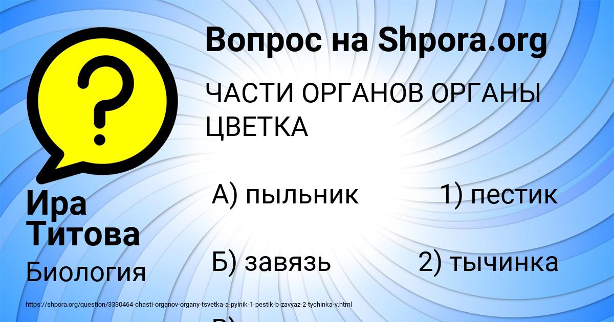 Картинка с текстом вопроса от пользователя Ира Титова