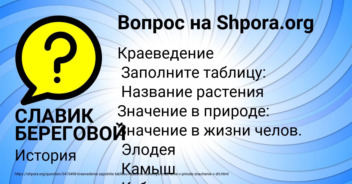 Картинка с текстом вопроса от пользователя СЛАВИК БЕРЕГОВОЙ