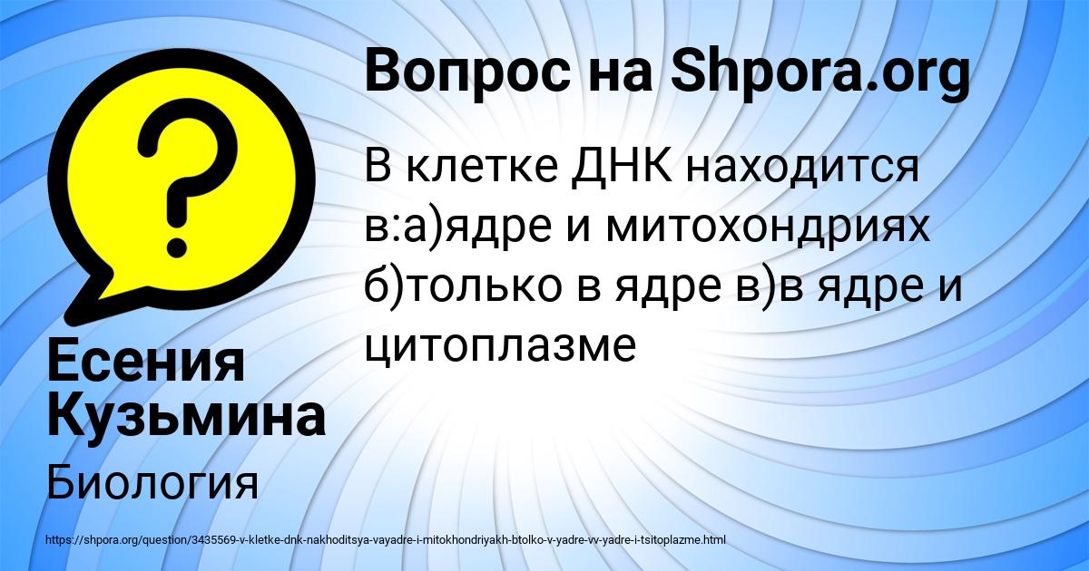 Картинка с текстом вопроса от пользователя Есения Кузьмина