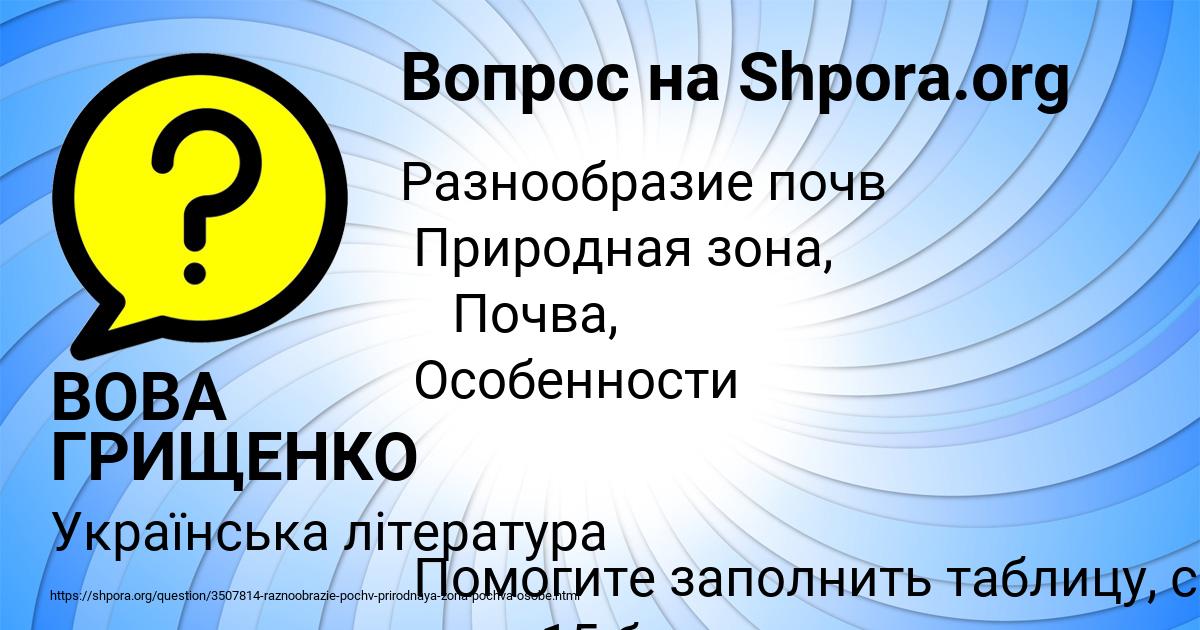 Картинка с текстом вопроса от пользователя ВОВА ГРИЩЕНКО