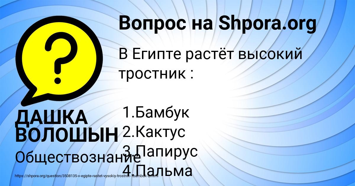Картинка с текстом вопроса от пользователя ДАШКА ВОЛОШЫН