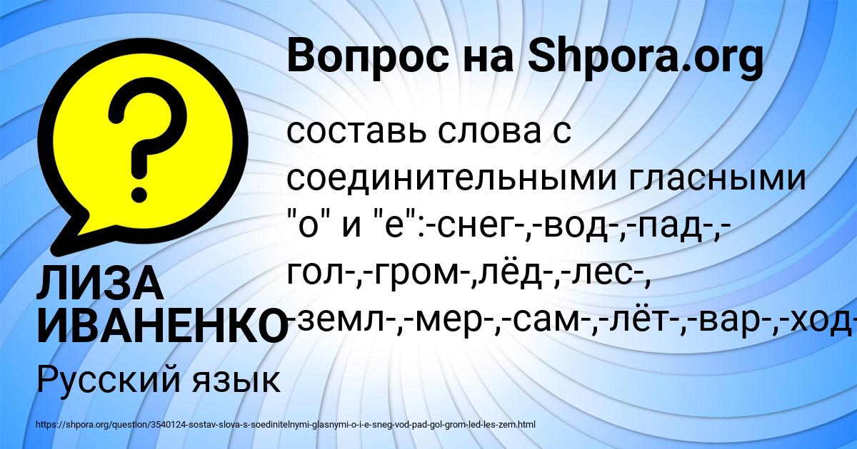 Картинка с текстом вопроса от пользователя ЛИЗА ИВАНЕНКО