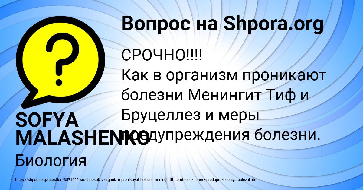 Картинка с текстом вопроса от пользователя SOFYA MALASHENKO