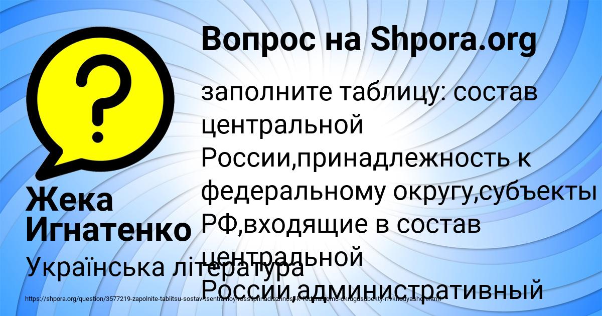 Картинка с текстом вопроса от пользователя Жека Игнатенко