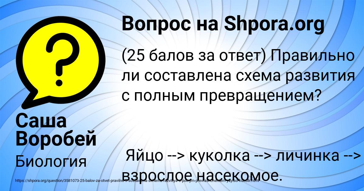 Картинка с текстом вопроса от пользователя Саша Воробей
