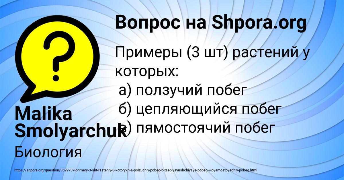Картинка с текстом вопроса от пользователя Malika Smolyarchuk
