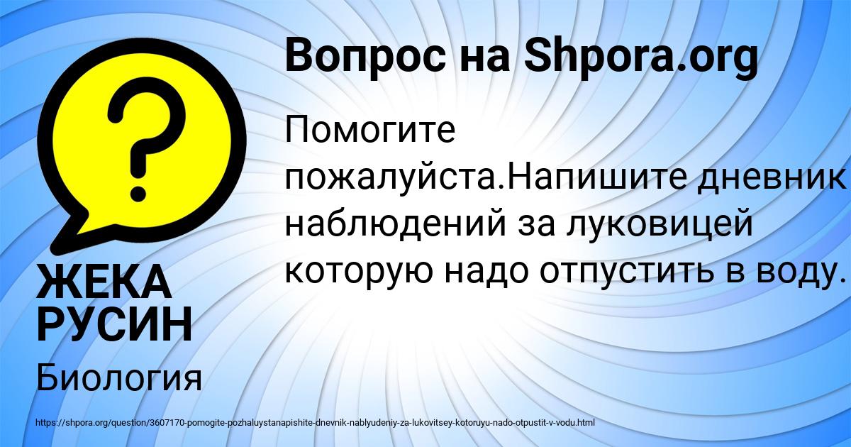 Картинка с текстом вопроса от пользователя ЖЕКА РУСИН