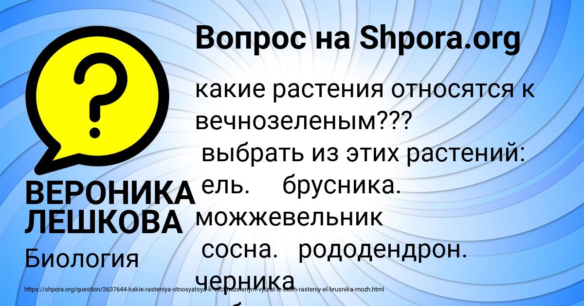 Картинка с текстом вопроса от пользователя ВЕРОНИКА ЛЕШКОВА