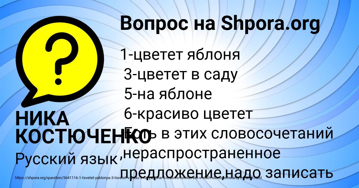 Картинка с текстом вопроса от пользователя НИКА КОСТЮЧЕНКО
