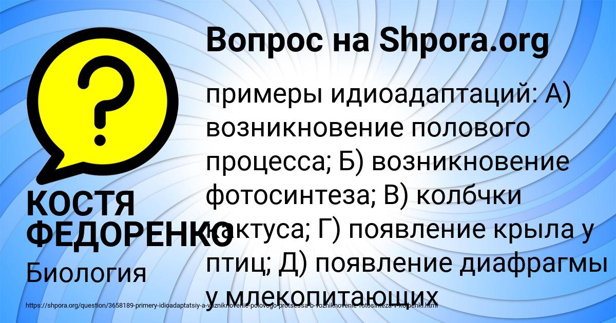 Картинка с текстом вопроса от пользователя КОСТЯ ФЕДОРЕНКО