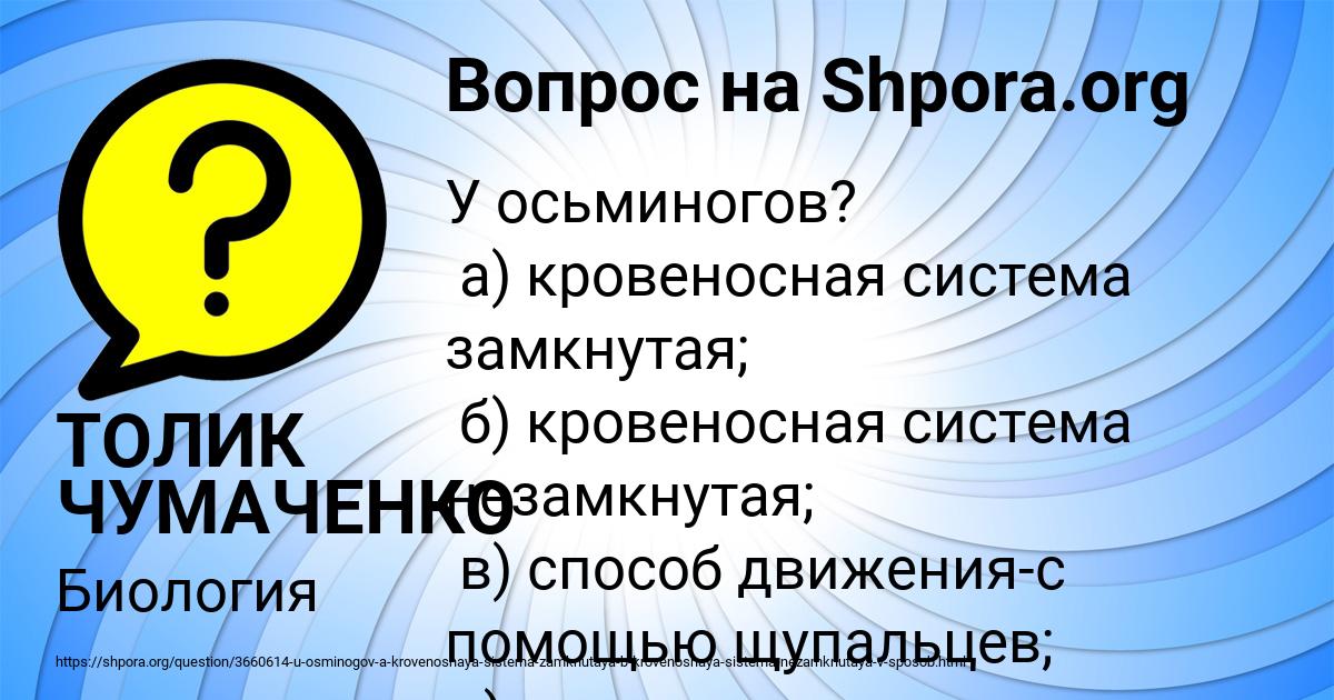 Картинка с текстом вопроса от пользователя ТОЛИК ЧУМАЧЕНКО