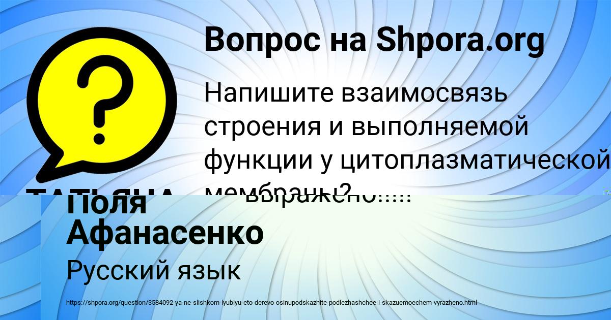 Картинка с текстом вопроса от пользователя ТАТЬЯНА ТУРЧЫН