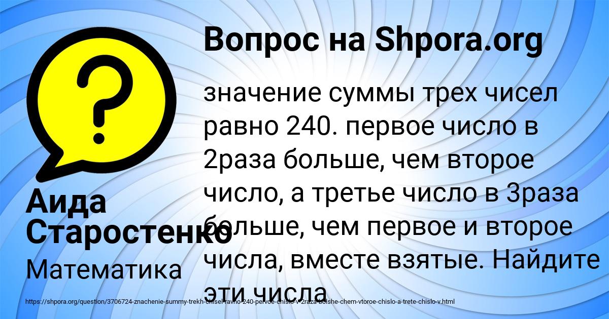 Картинка с текстом вопроса от пользователя Аида Старостенко