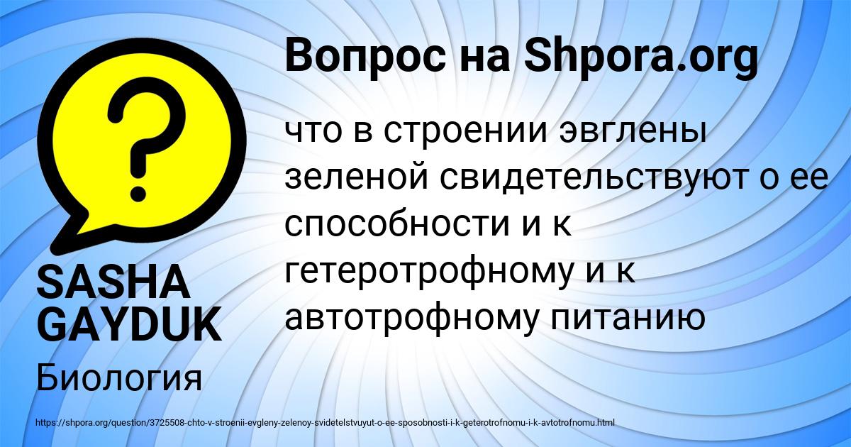 Картинка с текстом вопроса от пользователя SASHA GAYDUK
