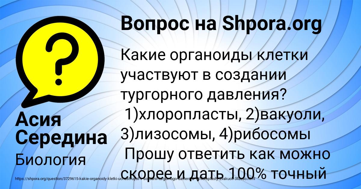 Картинка с текстом вопроса от пользователя Асия Середина