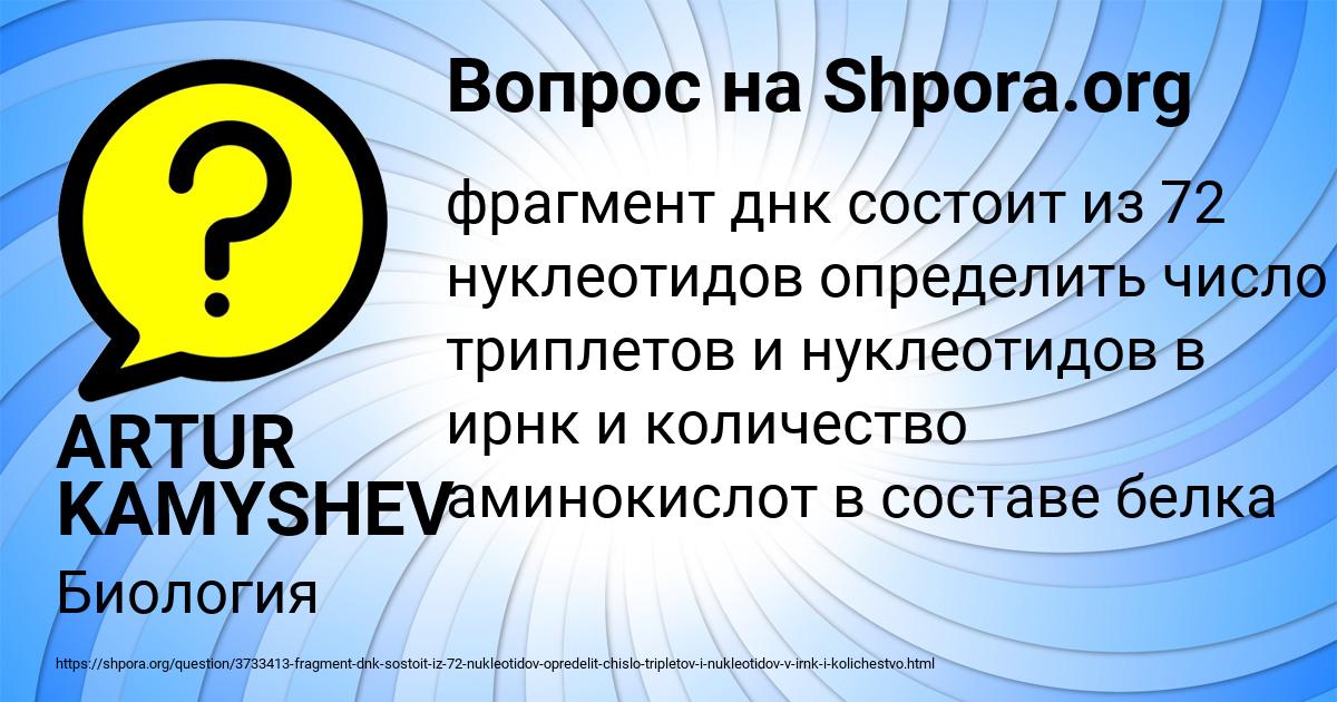 Картинка с текстом вопроса от пользователя ARTUR KAMYSHEV
