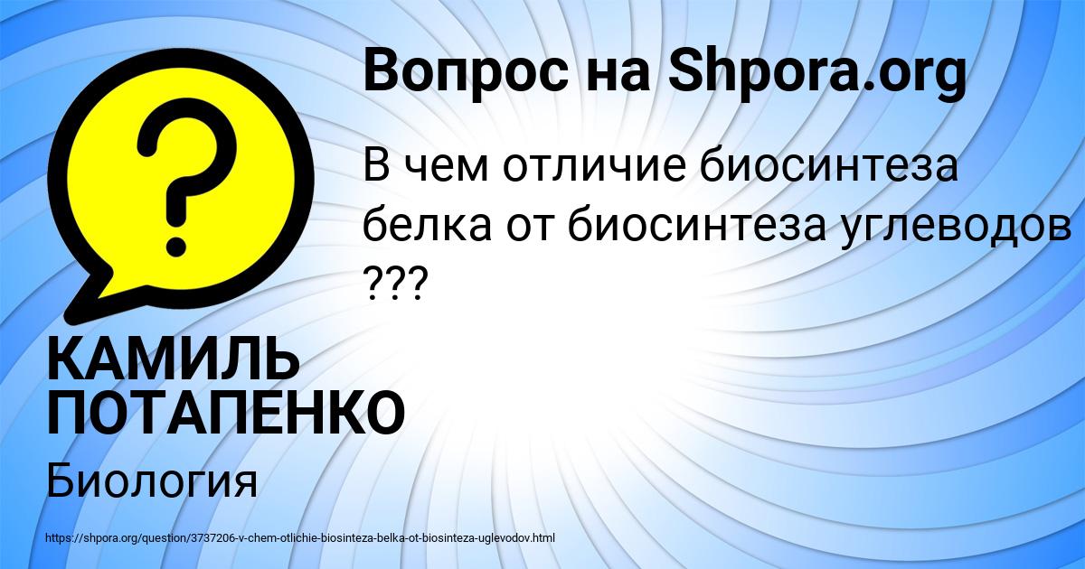 Картинка с текстом вопроса от пользователя КАМИЛЬ ПОТАПЕНКО