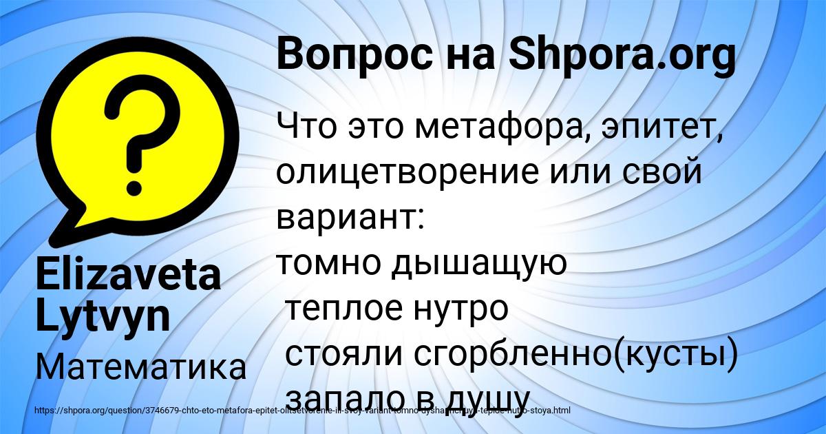 Картинка с текстом вопроса от пользователя Elizaveta Lytvyn